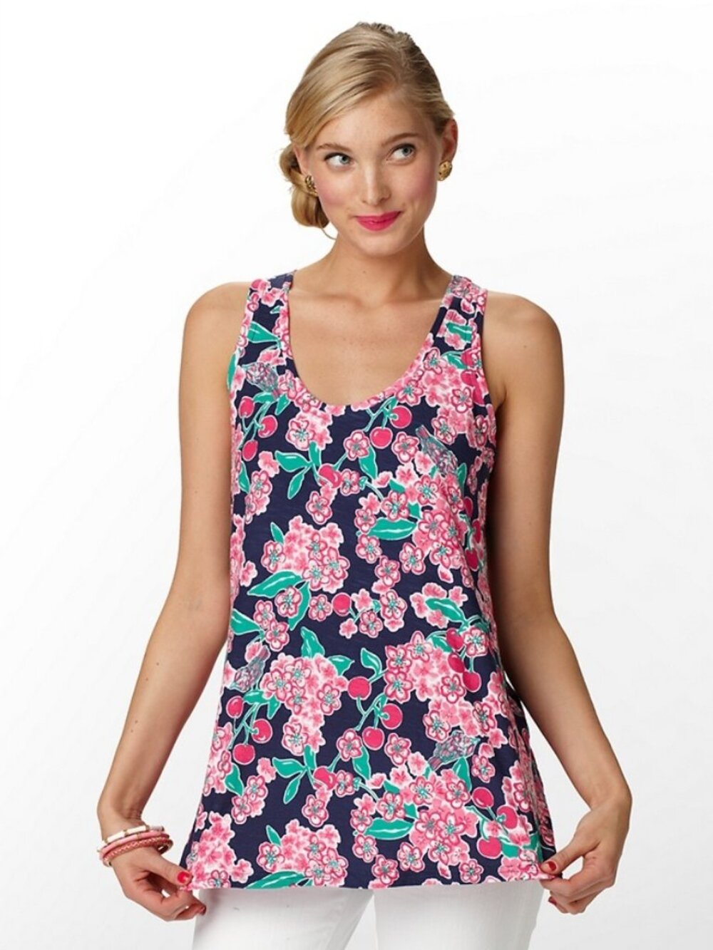 Lilly Pulitzer Breezie Tank Top in Cherry Picker Racerback Cotton size XS